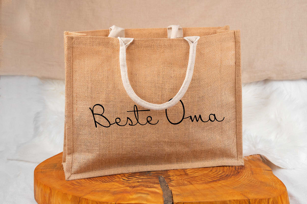 Tasche aus Jute personalisiert mit Name - Einkaufstasche, Shopper