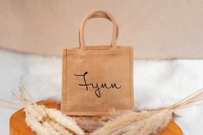 Tasche aus Jute personalisiert mit Name - Einkaufstasche, Shopper