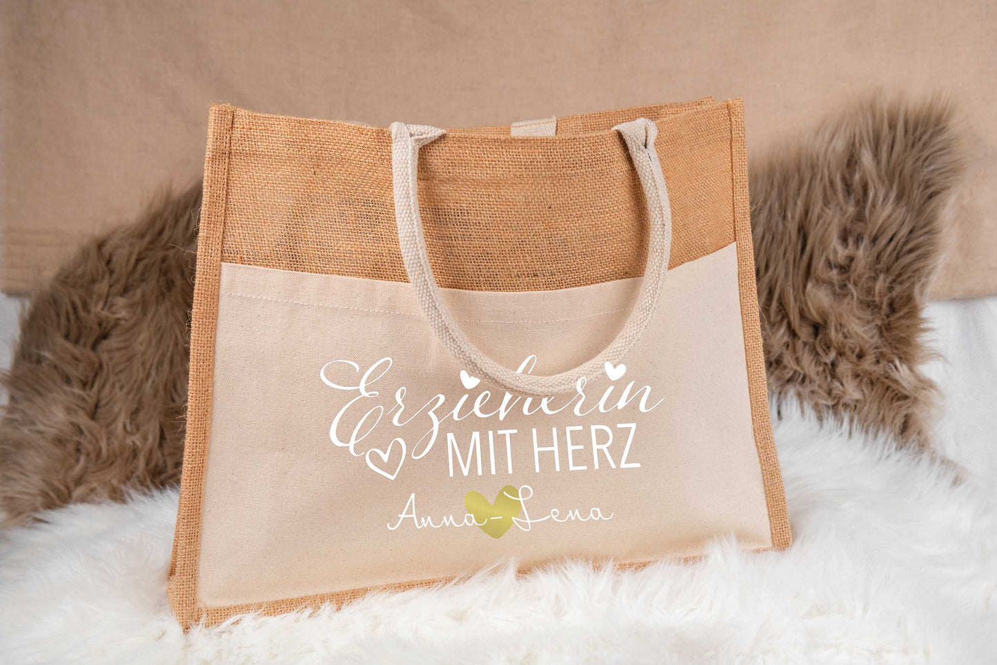 Tasche aus Jute personalisiert mit vielen Designs - Einkaufstasche