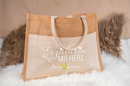 Tasche aus Jute personalisiert mit vielen Designs - Einkaufstasche