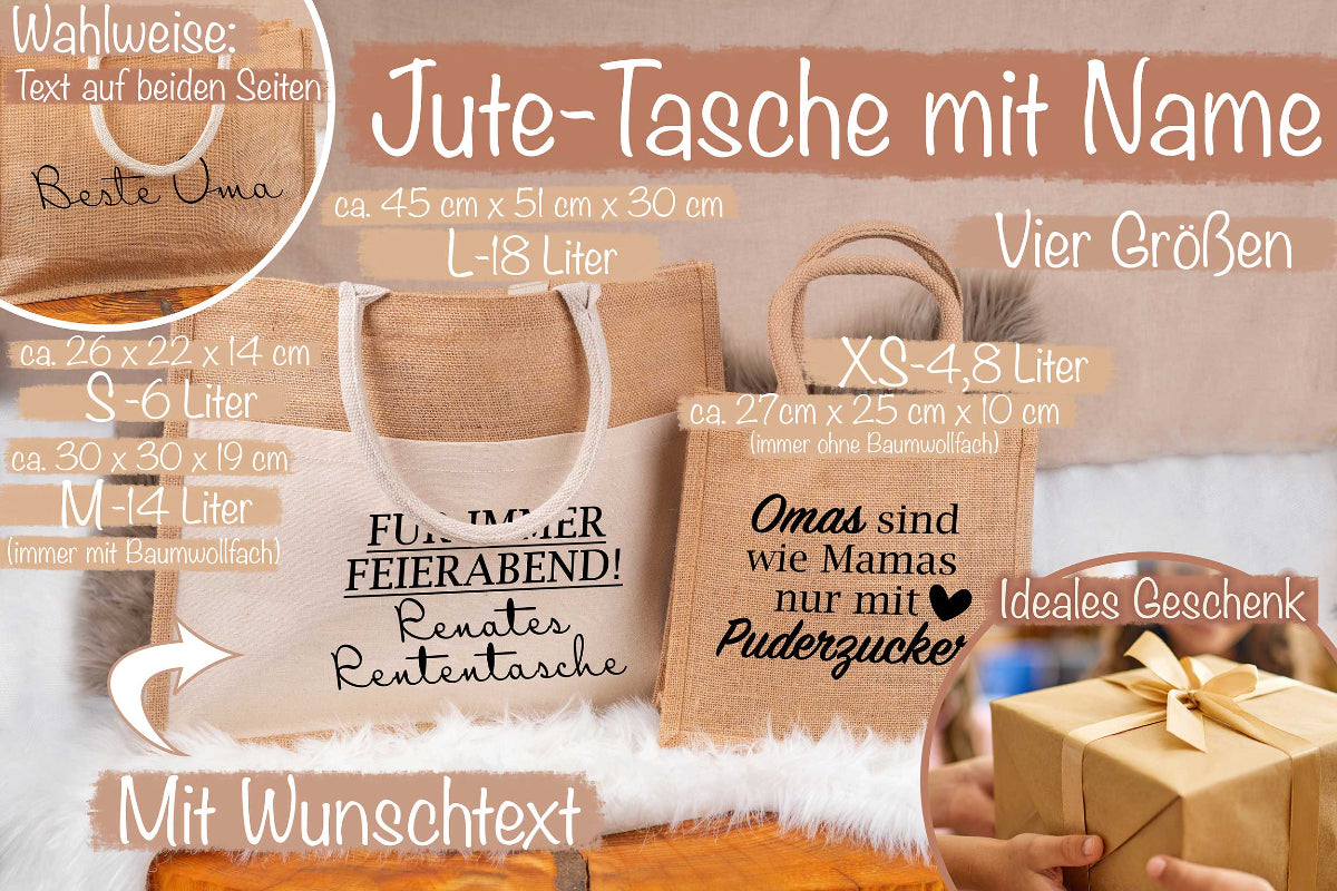 Tasche aus Jute personalisiert mit vielen Designs - Einkaufstasche