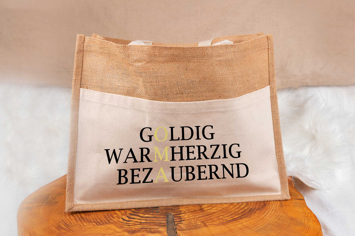 Tasche aus Jute personalisiert mit vielen Designs - Einkaufstasche