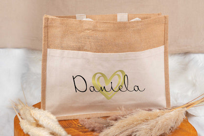 Tasche aus Jute personalisiert mit vielen Designs - Einkaufstasche