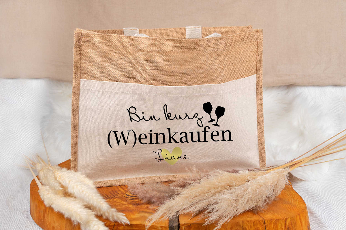 Tasche aus Jute personalisiert mit vielen Designs - Einkaufstasche