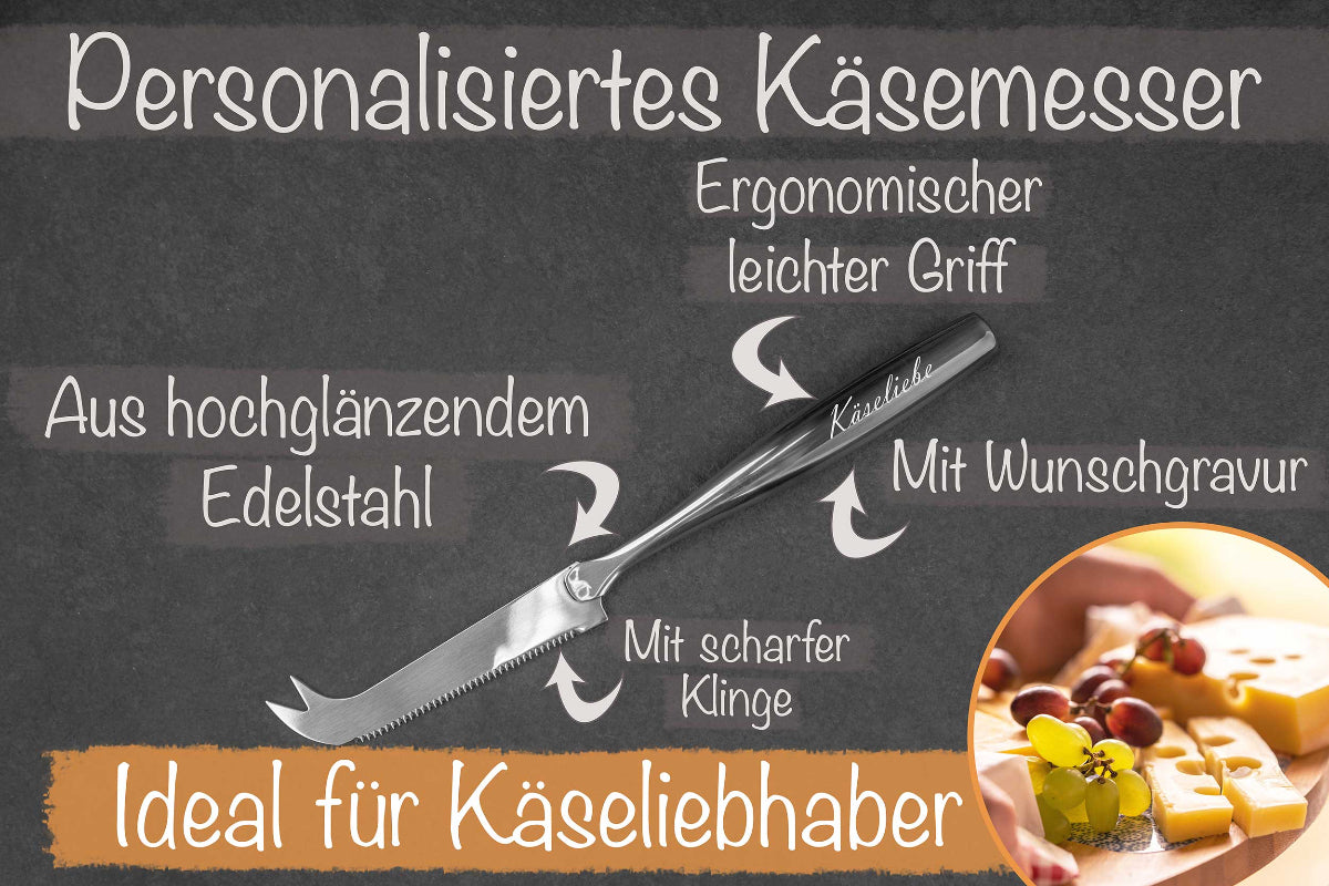 Personalisiertes Käsemesser aus Edelstahl mit Gravur