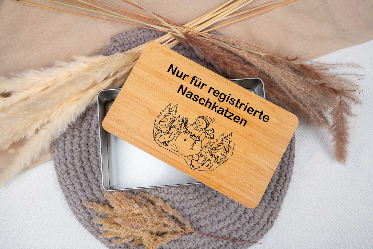 Keksdose personalisiert mit Namen und Bambusdeckel - Plätzchendose