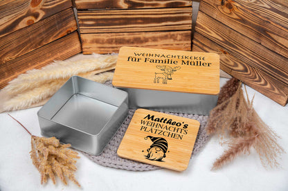 Keksdose personalisiert mit Namen und Bambusdeckel - Plätzchendose