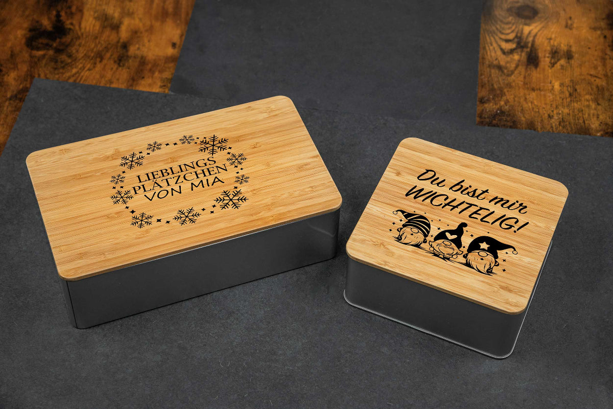 Keksdose personalisiert mit Namen und Bambusdeckel - Plätzchendose