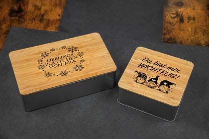 Keksdose personalisiert mit Namen und Bambusdeckel - Plätzchendose