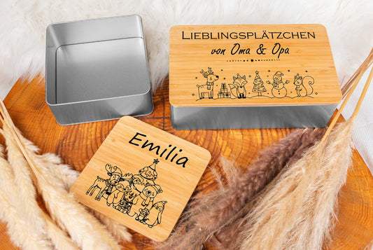 Keksdose personalisiert mit Namen und Bambusdeckel - Plätzchendose