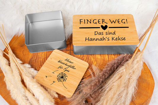 Keksdose personalisiert mit Namen und Bambusdeckel - Vorratsdose