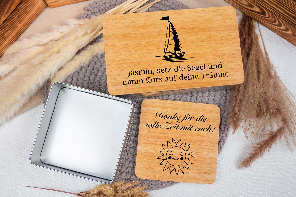 Keksdose personalisiert mit Namen und Bambusdeckel - Vorratsdose