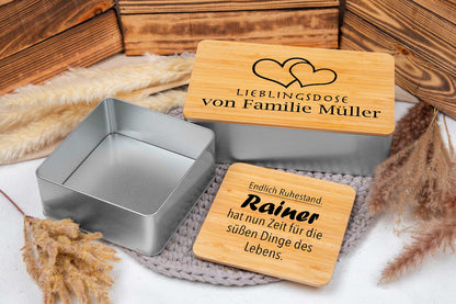 Keksdose personalisiert mit Namen und Bambusdeckel - Vorratsdose