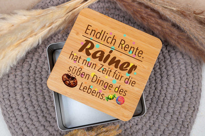 Keksdose mit Namen und Bambusdeckel personalisiert • Vorratsdose