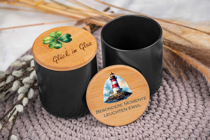 Keramikdose personalisiert mit Name und Holzdeckel - Vorratsglas, Keksdose