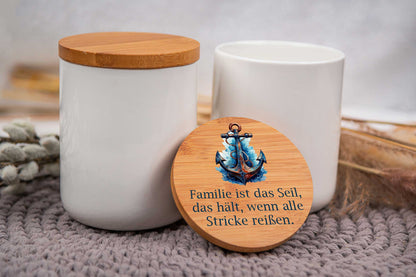 Keramikdose personalisiert mit Name und Holzdeckel - Vorratsglas, Keksdose