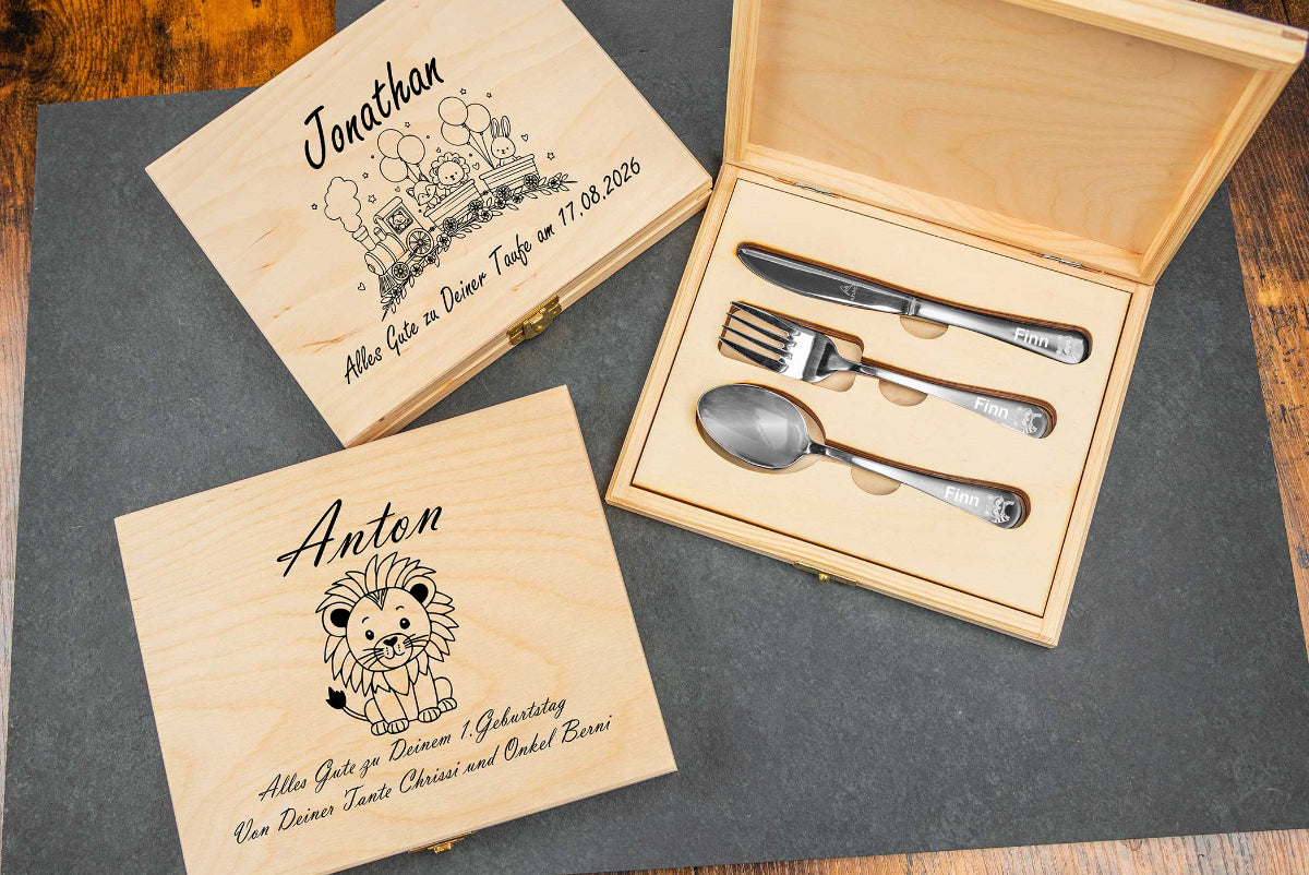 Personalisiertes Kinderbesteck mit Gravur 3-teilig