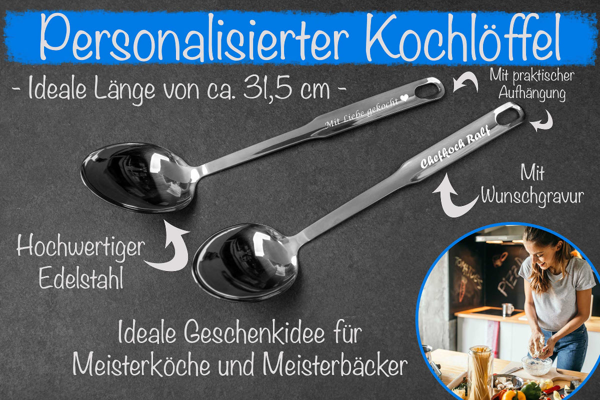 Edelstahl-Kochlöffel mit Deiner Wunschgravur