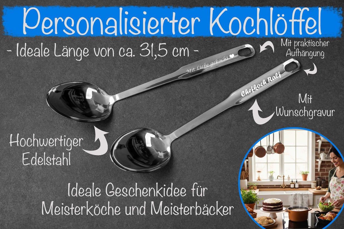 Edelstahl-Kochlöffel mit Deiner Wunschgravur