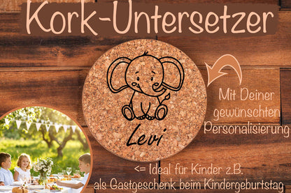 Kork Untersetzer personalisiert für Kinder
