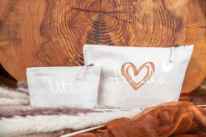 Personalisierte Kosmetiktasche Kulturbeutel mit Namen aus Baumwolle