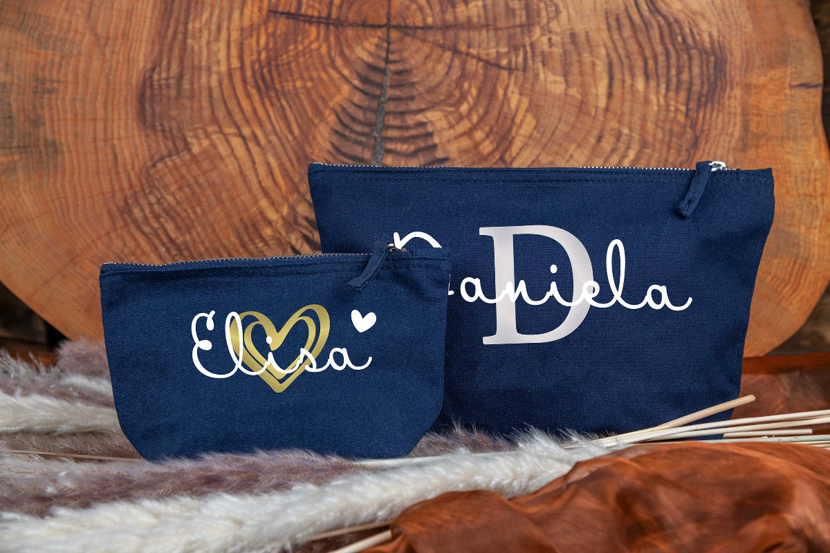 Personalisierte Kosmetiktasche Kulturbeutel mit Namen aus Baumwolle