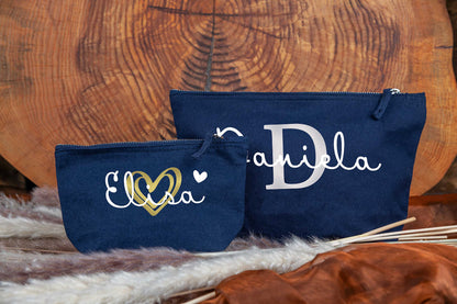 Personalisierte Kosmetiktasche Kulturbeutel mit Namen aus Baumwolle