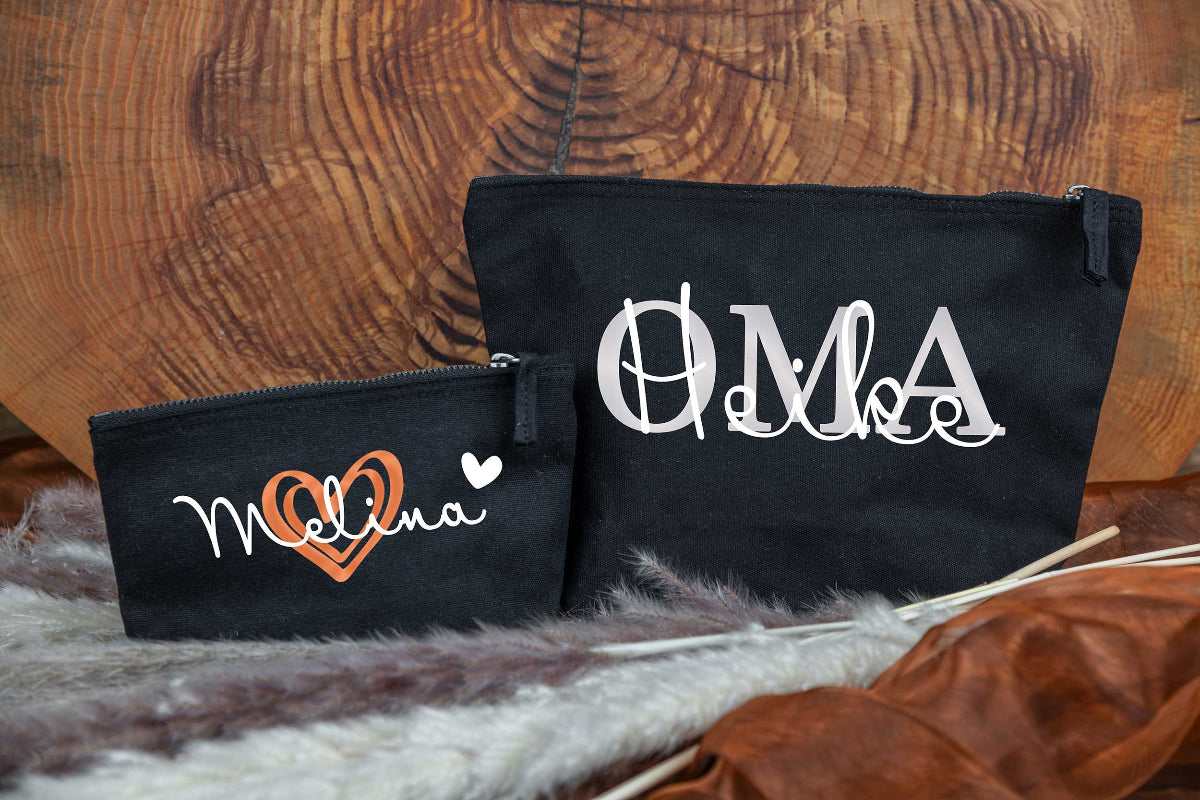 Personalisierte Kosmetiktasche Kulturbeutel mit Namen aus Baumwolle