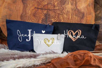 Personalisierte Kosmetiktasche Kulturbeutel mit Namen aus Baumwolle