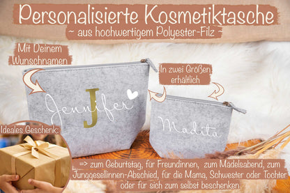Kosmetiktasche Kulturbeutel personalisiert mit Name in zwei Größen