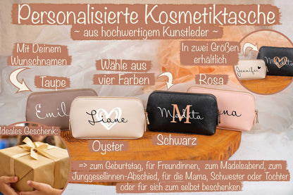 Kosmetiktasche aus Kunstleder personalisiert mit Namen