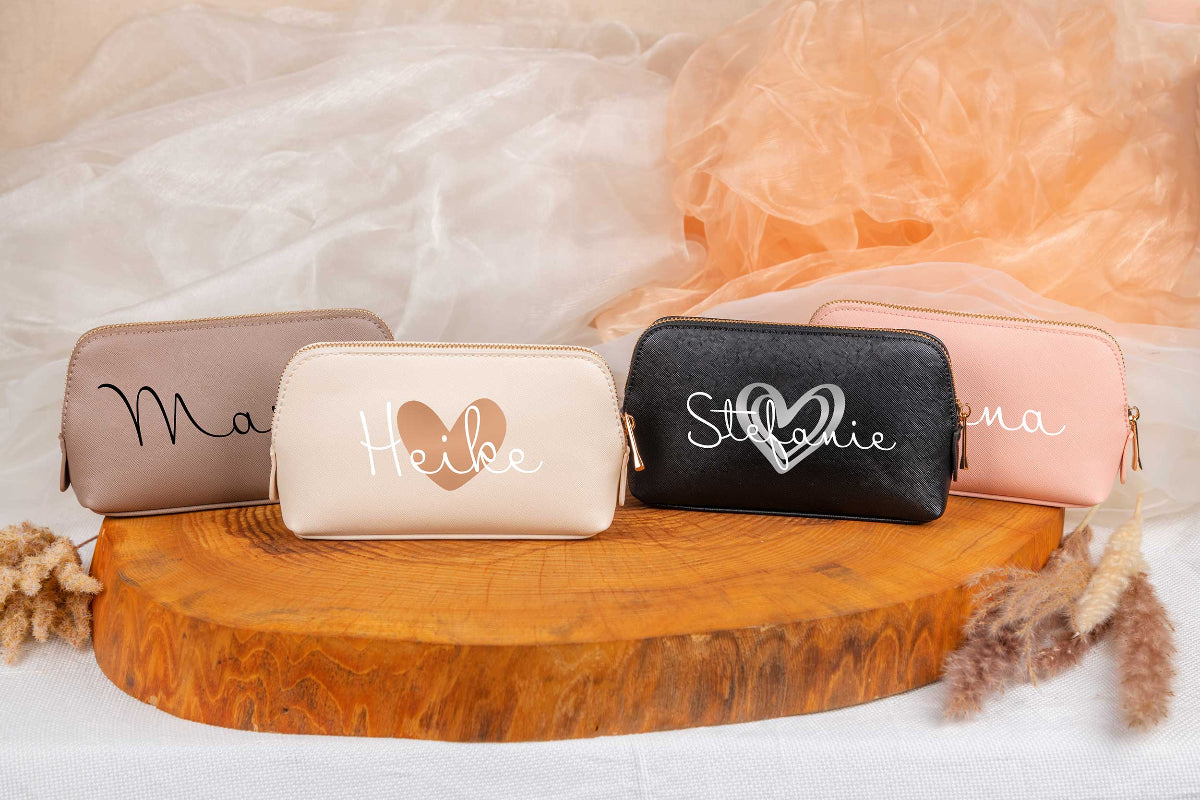 Kosmetiktasche aus Kunstleder personalisiert mit Namen
