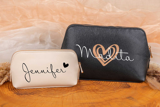 Kosmetiktasche aus Kunstleder personalisiert mit Namen