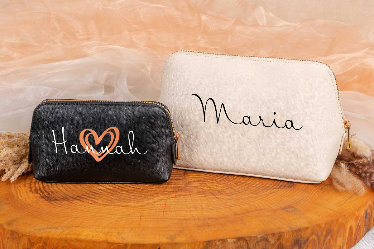 Kosmetiktasche aus Kunstleder personalisiert mit Namen