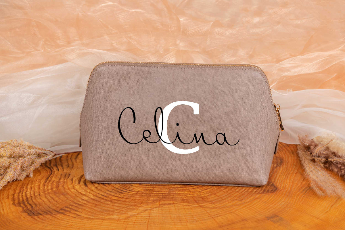 Kosmetiktasche aus Kunstleder personalisiert mit Namen