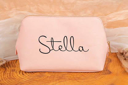 Schminktasche aus Kunstleder personalisiert mit Namen • Kosmetiktasche
