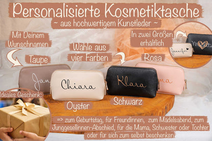 Schminktasche aus Kunstleder personalisiert mit Namen • Kosmetiktasche