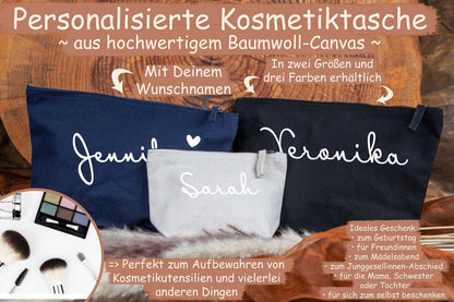 Kosmetiktasche Kulturbeutel personalisiert mit Namen aus Baumwolle