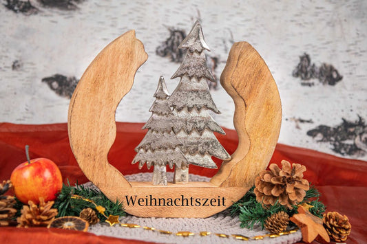 Weihnachtsgeschenk Holz Tannenbaum im Kreis mit Gravur personalisiert