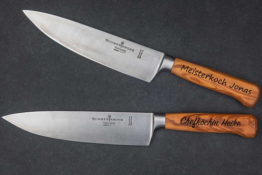 Personalisiertes Olivenholz-Kochmesser mit Gravur • Küchenmesser