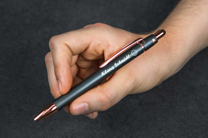 Metall-Kugelschreiber mit roségold Akzenten und Fidget-Spinner