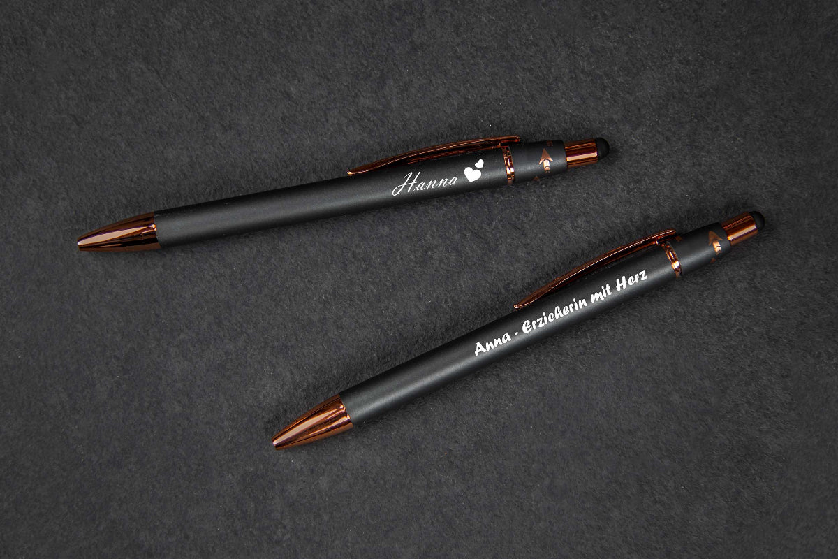 Metall-Kugelschreiber mit roségold Akzenten und Fidget-Spinner