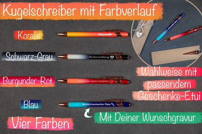 Personalisierter Metall-Kugelschreiber mit Gravur und Farbverlauf