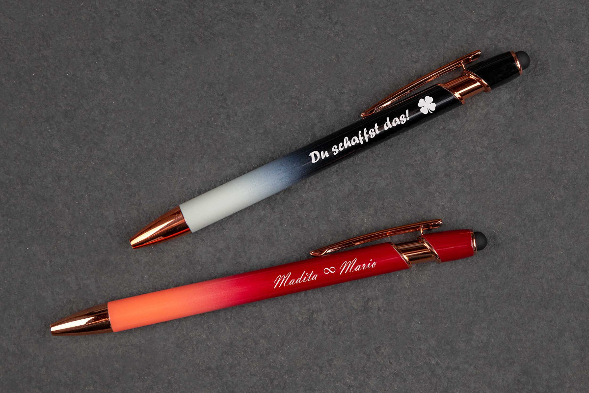 Personalisierter Metall-Kugelschreiber mit Gravur und Farbverlauf