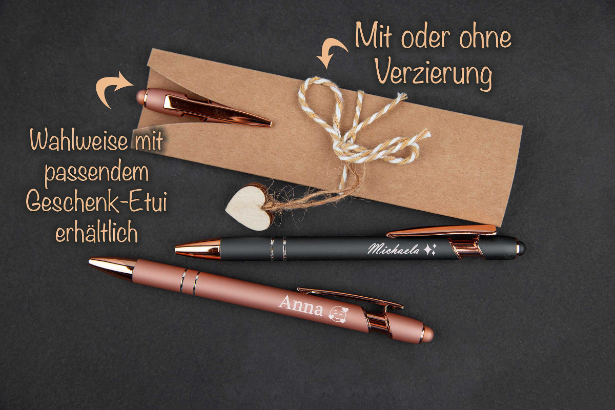 Metall-Kugelschreiber personalisiert mit roségold Akzenten