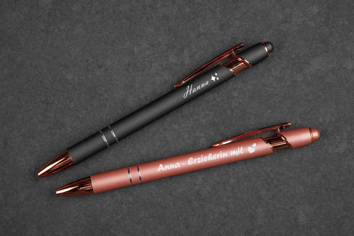 Metall-Kugelschreiber personalisiert mit roségold Akzenten