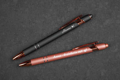 Metall-Kugelschreiber personalisiert mit roségold Akzenten