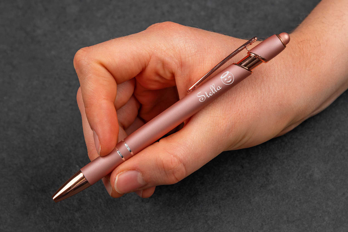 Metall-Kugelschreiber personalisiert mit roségold Akzenten