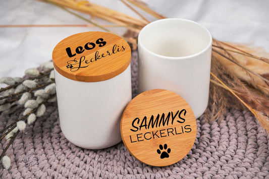 Leckerli Glas personalisiert mit Deiner Wunschgravur für Hunde und Katzen