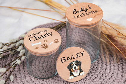 Leckerli Glas personalisiert mit Deinem Wunschtext für Hunde und Katzen